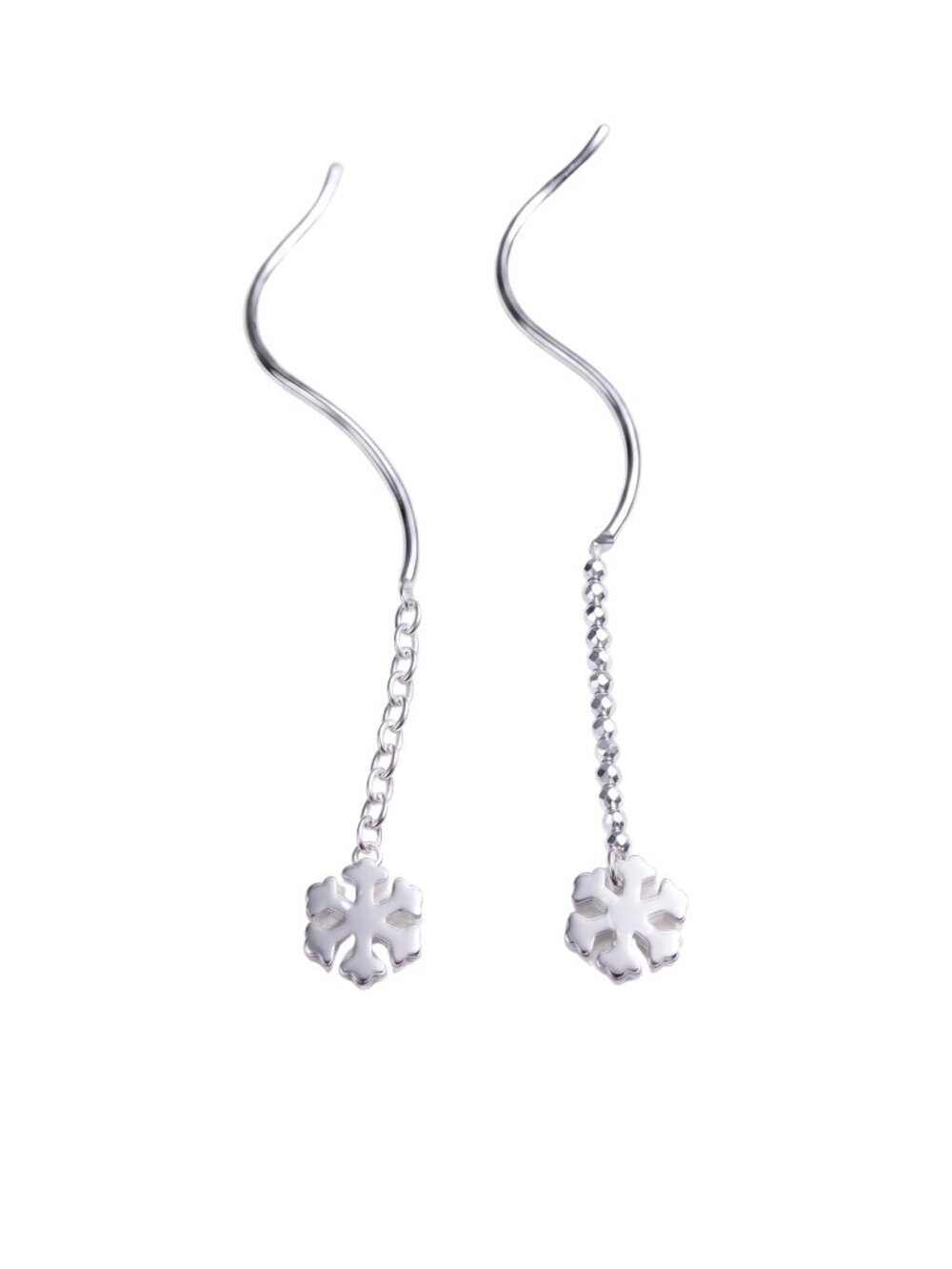 3/$20 NIP | Silver Snowflake Long Chain Threader Earrings
